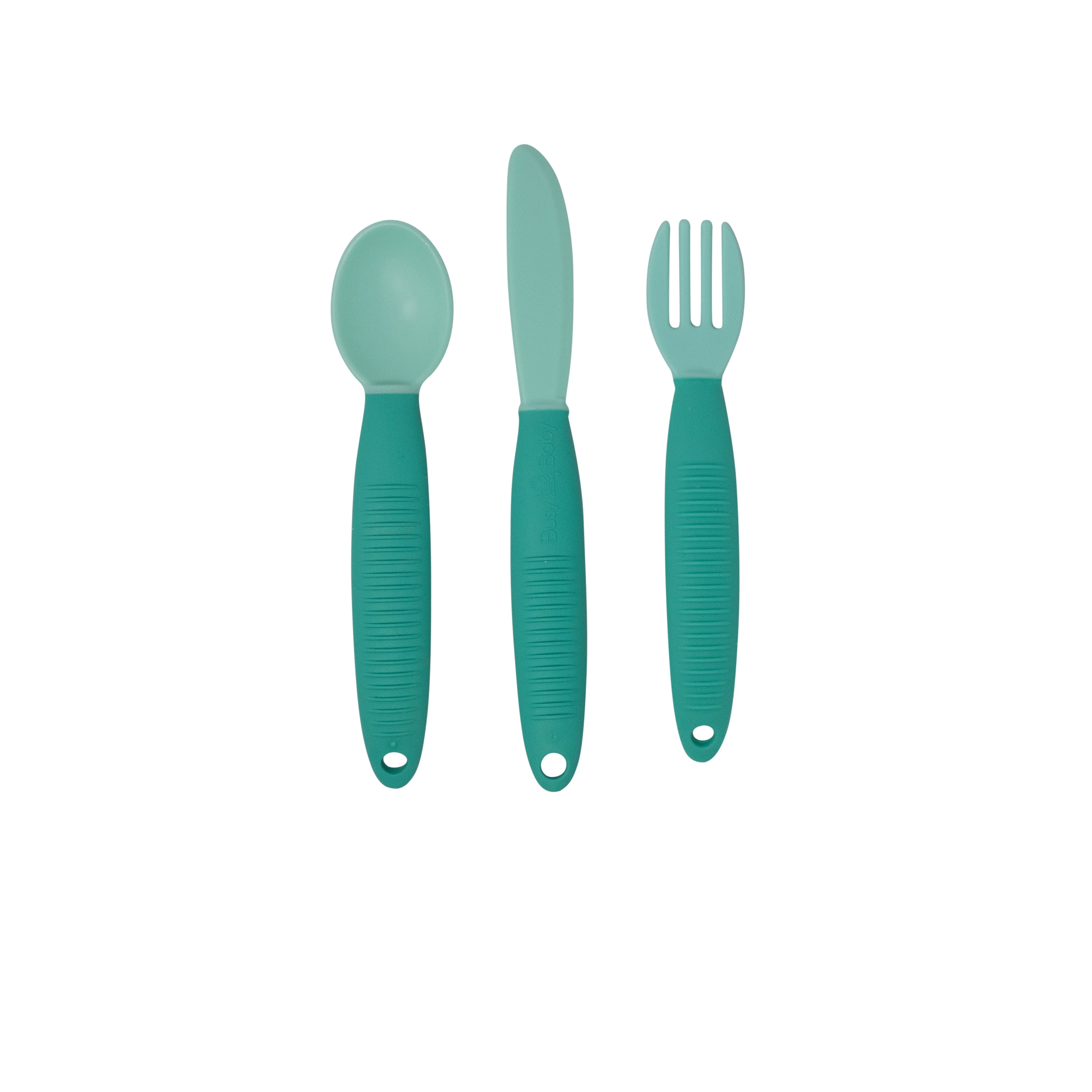 Busy Baby Silicone Toddler and Baby Bib with Food Catcher, Utensils and Utensil Straps, Spearmint