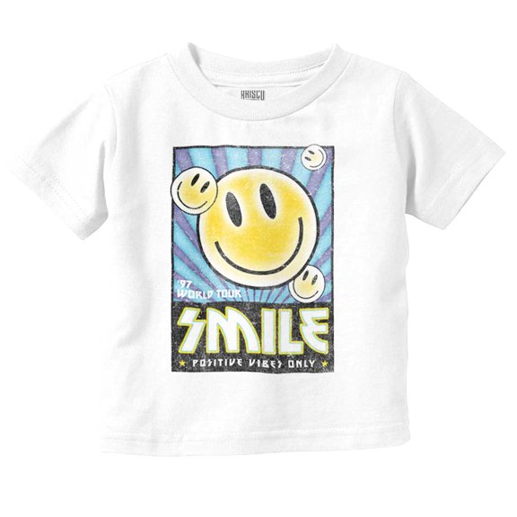 Retro Smile World Tour Positive Vibes Toddler Boy Girl T Shirt Infant Toddler Brisco Brands 6M