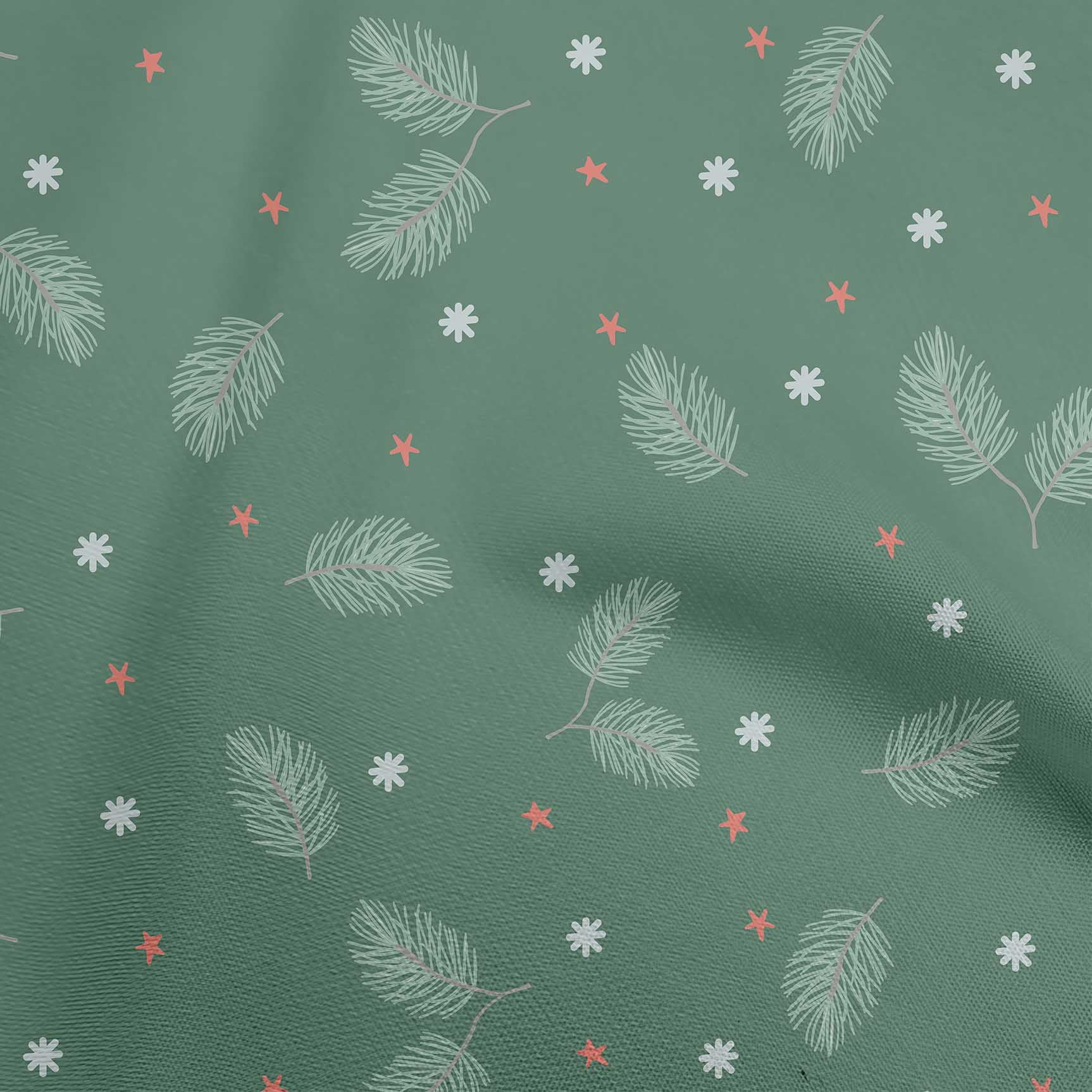 oneOone Georgette Viscose Forest Green Fabric Christmas Feather Diy Clothing Quilting Fabric Print Fabric By Yard 42 Inch Wide