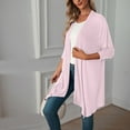 thumbnail image 4 of IROINNID Women's Cardigan Open Front Coat Solid Color Long Sleeve Leisure Casual Jackets Open Front Tops Coat, Pink, 4 of 9
