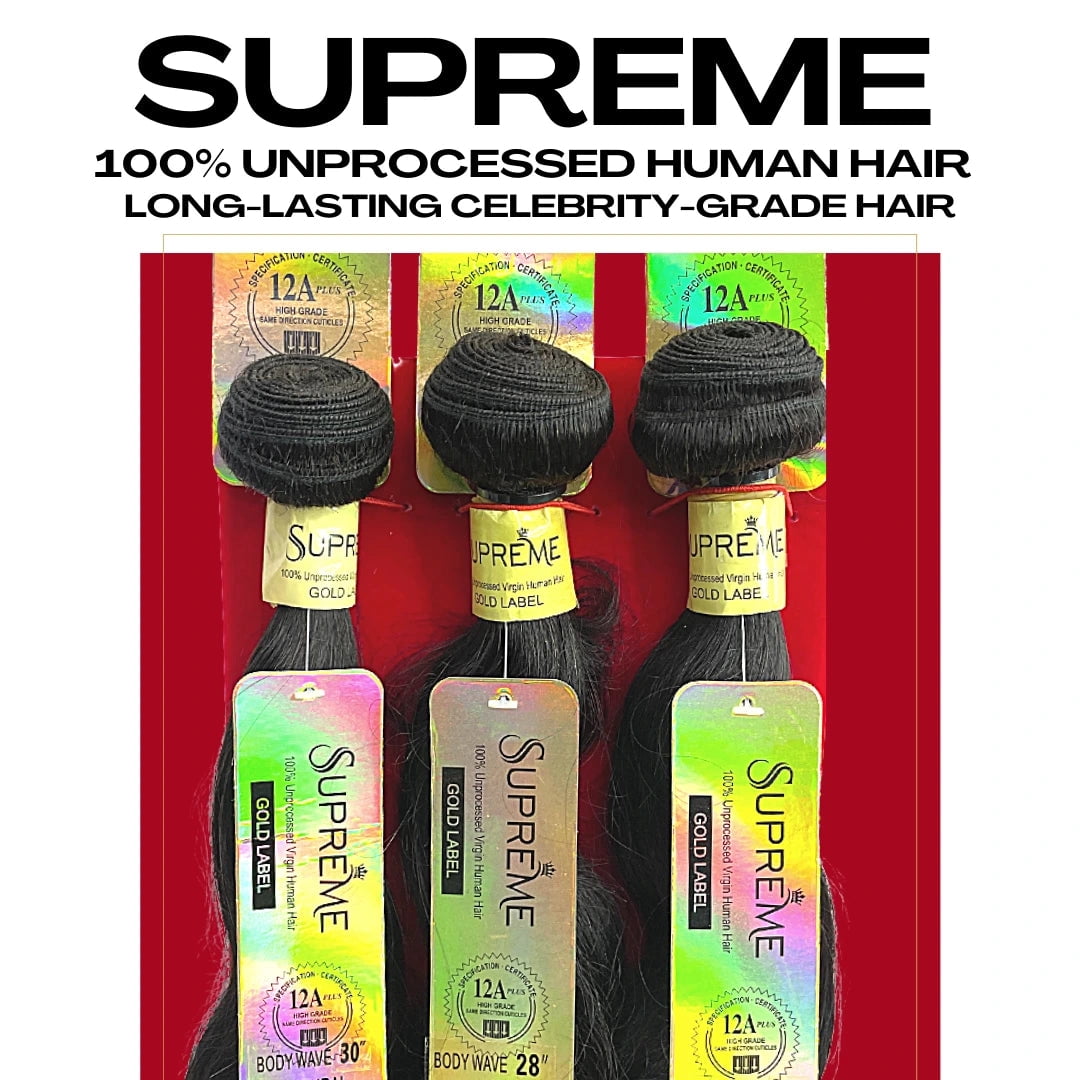 Supreme Hair  Beauty 100% Unprocessed Virgin Human Hair Bundle Deal Solution- BODY WAVE Natural