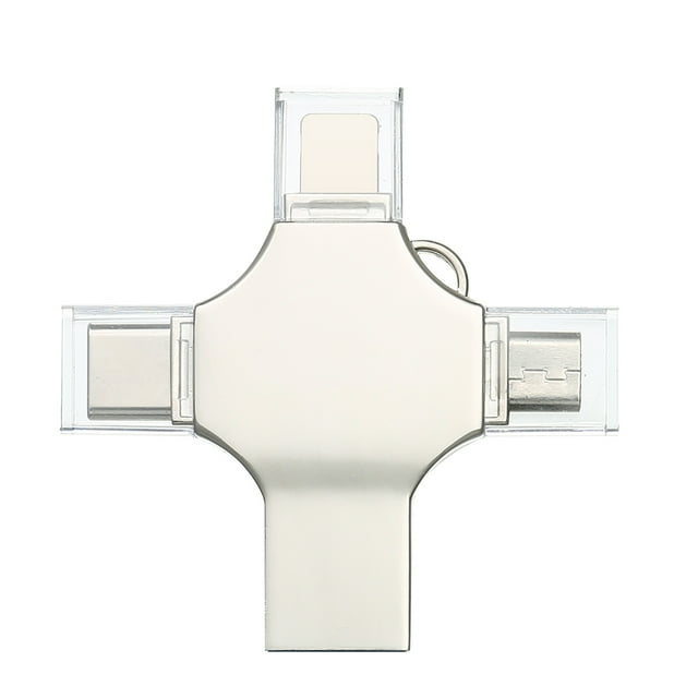 TFixol Compact 128GB Multi-Functional Metal Flash Drive with Type-C, Micro USB, and iOS Compatibility for Smartphones and Computers