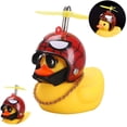 thumbnail image 2 of Adornos de coche de juguete de pato de goma, decoraciones de salpicadero de coche de pato amarillo, gafas geniales de pato con casco de hélice Spiderman Sailing Electrónica, 2 of 4