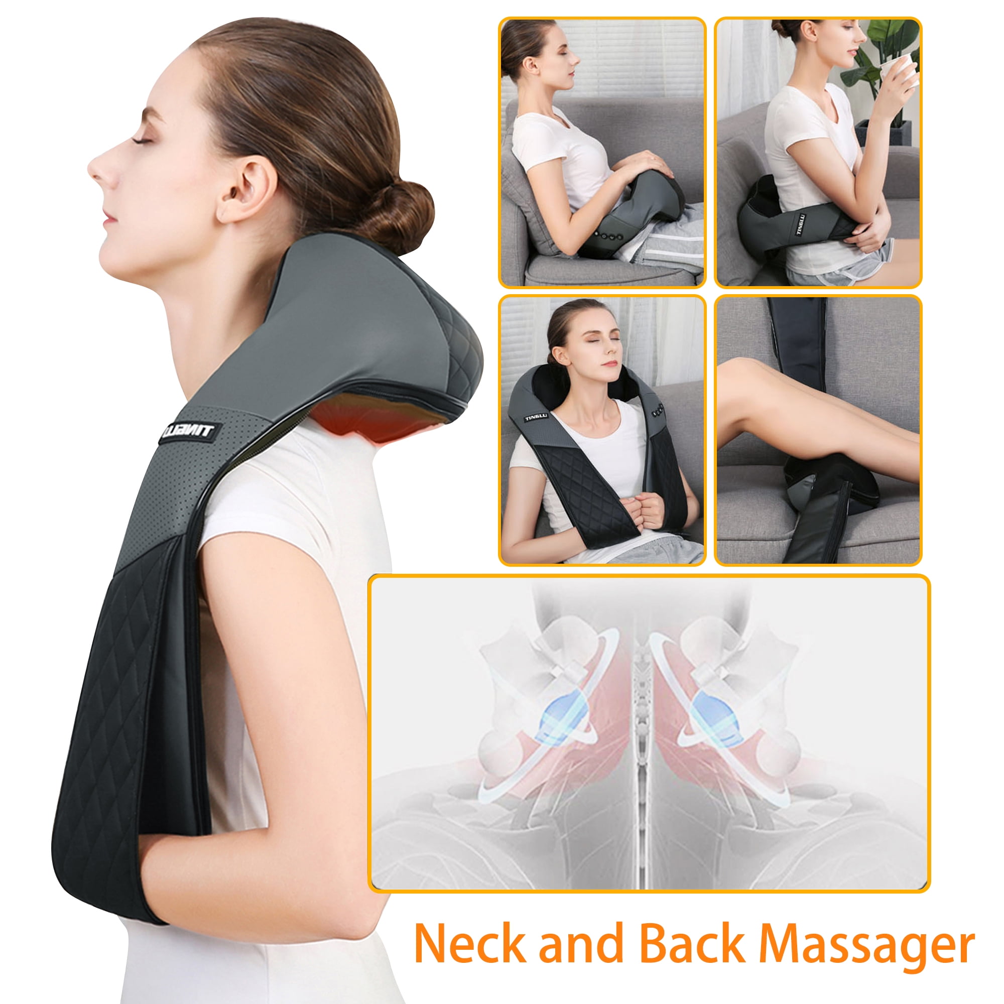 Shiatsu Neck and Back Massager - 8 Heated Rollers Kneading Massage Pillow  for Shoulders, Lower Back,…See more Shiatsu Neck and Back Massager - 8