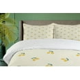 thumbnail image 4 of Ambesonne Summer Duvet Cover Sets, Leafy Lemon Fruit Pair Motif, 2-Queen, Eggshell Mustard and Green, 4 of 7