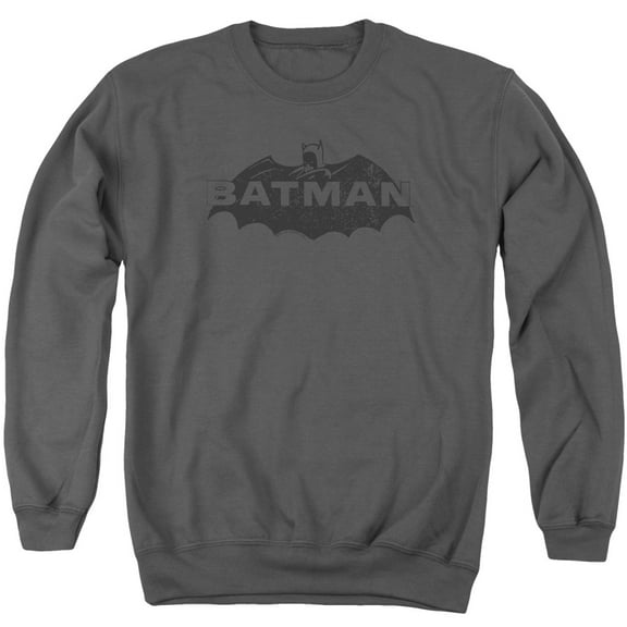 Batman Newsprint Logo Adult Crewneck Sweatshirt Charcoal