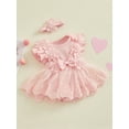 thumbnail image 3 of ZINTAOZT Newborn Baby Girl Romper Dress Outfits Flower Mesh Lace Ruffle Jumpsuit Dress Headband Cute Summer Clothes, 3 of 8