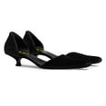 thumbnail image 2 of FSJ Women Elegant Pointy Toe Slip on D'orsay Pumps Solid Color Low Kitten Heels Comfortable Business Dressy Shoes Size 6 Black, 2 of 4