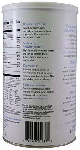 Tera's Whey Grass Fed Whey Protein Powder, Bourbon Vanilla, 21g Protein, 0.75 Lb