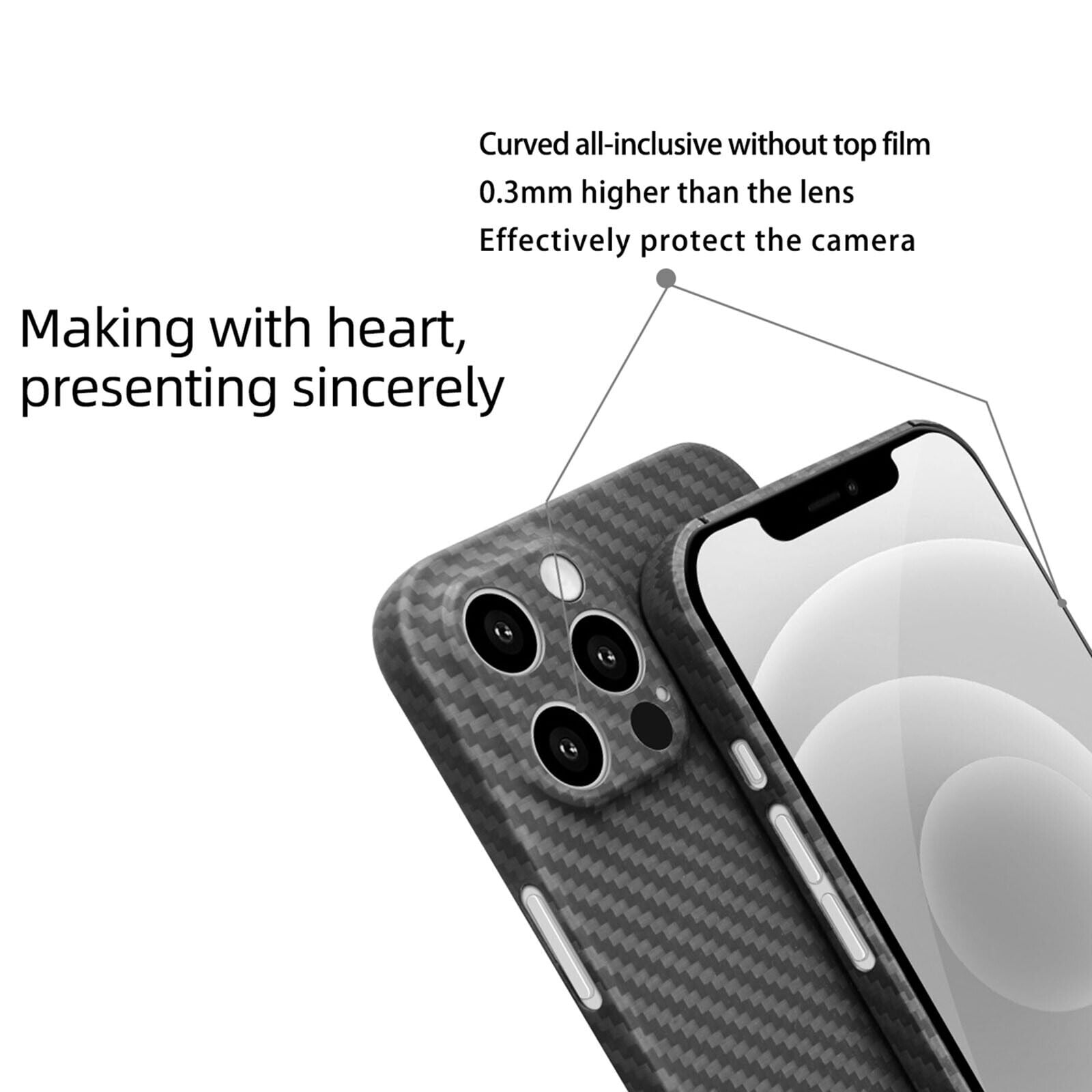 Case for iPhone 14 Pro Max, Compatible with Wireless Charging, Ultra Slim & Lightweight with Carbon Fiber Texture Anti-drop Anti-scratch Phone Cover for iPhone 14 Pro Max, Black