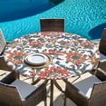 thumbnail image 6 of Red Blue Floral Round Tablecloth, Fitted Table Cover with Elastic for 55"-60" Round Tables, Modern Watercolor Flower Leaf Plant Table Cloth Outdoor Indoor Dinning Party Waterproof Tablecloths, 6 of 7