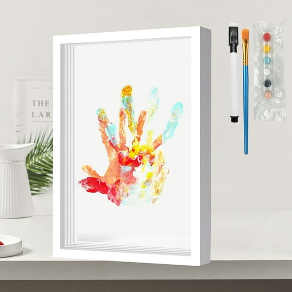 Family Handprint Kit, Baby Hand and Footprint Kit, Fathers Day Handprint Gift, Eco-Friendly Paint, Transparent Boards 4 PCS
