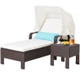 thumbnail image 1 of Costway 2PCS Patio Chaise Longue en Rotin Chaise Longue avec Table d'Appoint Pliante Coussin Coussin, 1 of 10