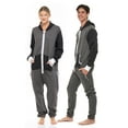 thumbnail image 2 of Notus Unisex Adult 0nesie One Piece Pajama Romper Hooded Zip Sleepwear Jumpsuit for Men and Women Char & Black S, 2 of 6