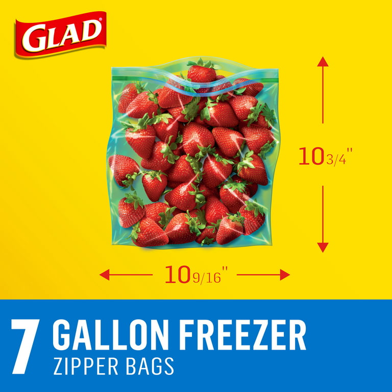 Glad Zipper Gallon Freezer Double Seal Storage Bags, 7 Count