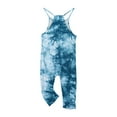 thumbnail image 2 of Odeerbi Kids Girls Summer Jumpsuit Tie-dye Bib Overalls Casual Sleeveless Rompers Long Pants with Pockets 5-14 Years Navy, 2 of 6
