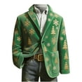 thumbnail image 6 of qolati Christmas Blazer for Men Vintage Corduroy Suit Jacket Xmas Graphic One Button Holiday Party Jackets Work Blazers with Pockets Green XXXL, 6 of 7