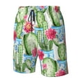 thumbnail image 5 of Kll Flowers And Cactus Men'S Casual Summer Beach Shorts Hawaiian Shorts With Pockets-3x-Large, 5 of 9