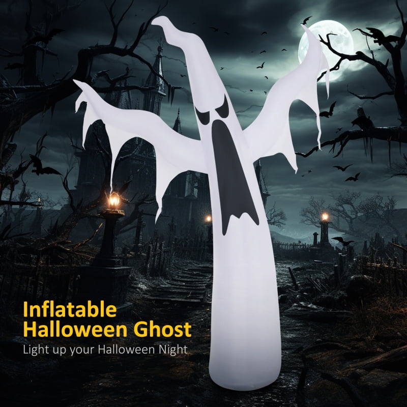 Alvantor Halloween Decoration Inflatables Dancing Ghost with LED Lights, Blow-Up Yard Decor 43.3"x35.4"x72" White