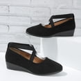 thumbnail image 5 of Willtoo Womens Crisscross Elastic Strap Wedge Flats Comfort Slip‑On Mary Jane Shoes Soft Lightweight Non‑Slip Round Toe Casual Walking Shoes, 5 of 6