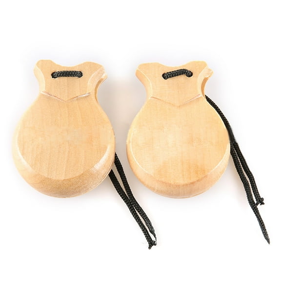 2 Pcs Flamenco Dance Castanets with String Spanish Castanet Hand Percussion Instrument Musical Toy for Kids Adults