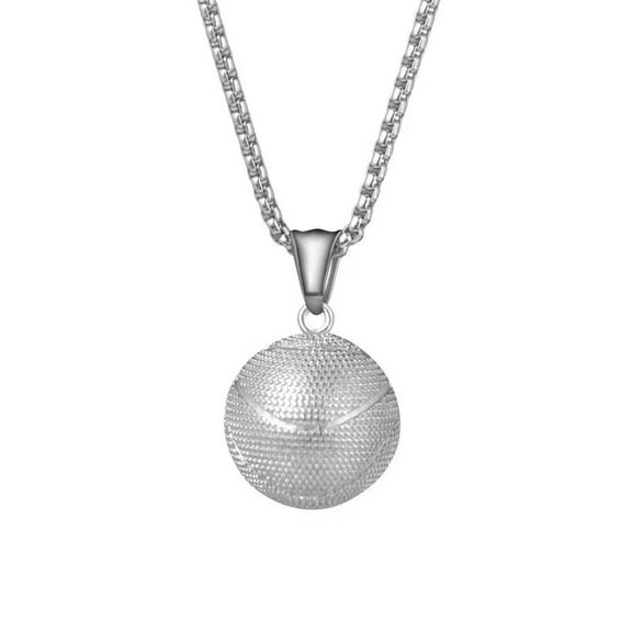 PAMTIER Unisex Stainless Steel Hip Hop Cool Simulation Stereoscopic Solid Sports Basketball Pendant Necklace Europe and America Style with Chain