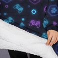 thumbnail image 3 of Oversized Wearable Blanket Hoodie,Neon Controllers Games Icons Black Pattern Sherpa Blanket Hoodie with Super Pockets,Super Warm Fuzzy Pullover for Women & Men, 3 of 6