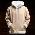 thumbnail image 4 of Wrtxtat Men's Sweatshirt Autumn Midweight Fashion Loose Fit Drawstrings Hoodie with Kangaroo Pocket Solid Color Long Sleeve Pullover Khaki L, 4 of 9