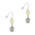 thumbnail image 1 of Delight Jewelry Silvertone White Plumeria Flowers Spinner Goldtone Leaf French Earrings, 1 of 4