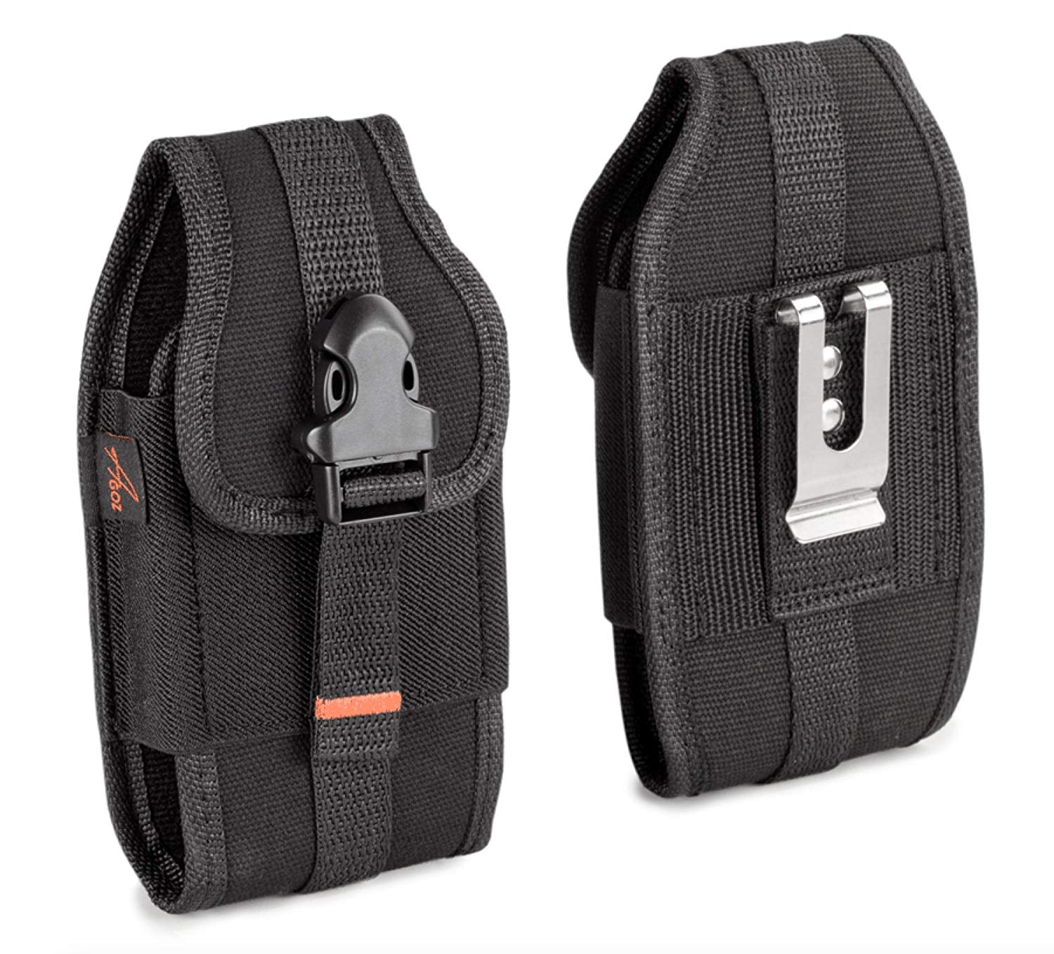 For Consumer Cellular ZMax 5G, ZTE ZMAX PRO Z981, AGOZ Heavy Duty Rugged Canvas Vertical Case Holster w/ Metal Clip, Belt Loops, Velcro Closure, Card Slot & Front Buckle Clip