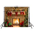 thumbnail image 2 of Fondo de chimenea de Navidad, diseño de lugar de Amazon ebay, tela de fondo para fotografía de estudio digital 3D, 2 of 5