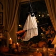 thumbnail image 5 of Halloween Hanging Witch Decoration with Tulle Flying Broomstick Glowing LED for Indoor Outdoor Porch Party Display, 5 of 7