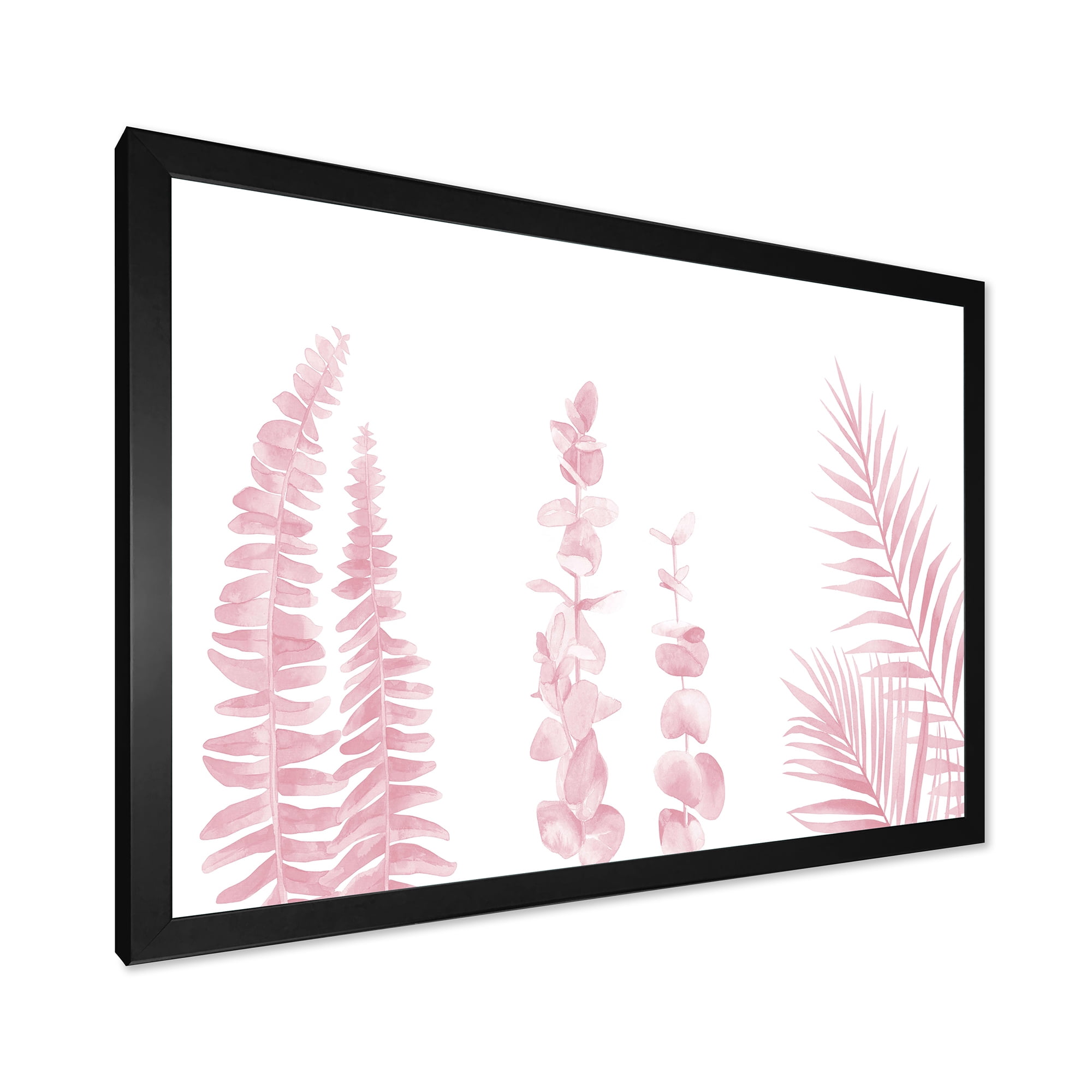 Designart 'Palm Branches and Blush Pinkeucalyptus' Shabby Chic Framed Art Print