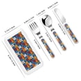 thumbnail image 2 of Rateoe colorful plaid Dinosaur for Stainless Steel Kids Silverware Set - Child and Toddler Safe Flatware - Children's Knife, Fork And Spoon Set, 2 of 8