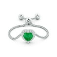 thumbnail image 2 of ANGARA Natural Heart-Shaped Emerald Bolo Ring with Diamond Halo in 14K White Gold for Women (Size-4mm) | May Birthstone, Birthday, Anniversary, Jewelry Gift for Women | Natural Emerald Ring, 2 of 9