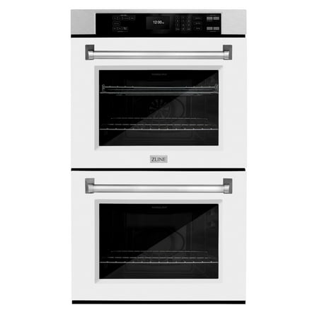 ZLINE 30 in. Professional Convection Double Wall Oven with Air Fry and Self Clean in DuraSnow Stainless Steel with White Matte Doors (WADS-WM-30)