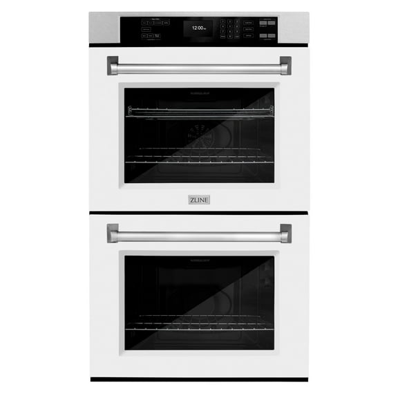 ZLINE 30 in. Professional Convection Double Wall Oven with Air Fry and Self Clean in DuraSnow Stainless Steel with White Matte Doors (WADS-WM-30)