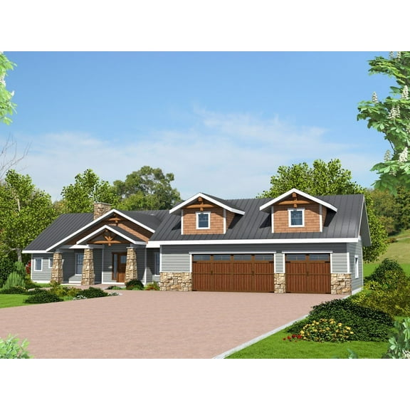 001-3750: Craftsman 3 Bed, 4 Bath Luxury Home Plan, 2962 Sq Ft: Full Blueprints with License to Build by Home Plan Marketplace - Lesuto