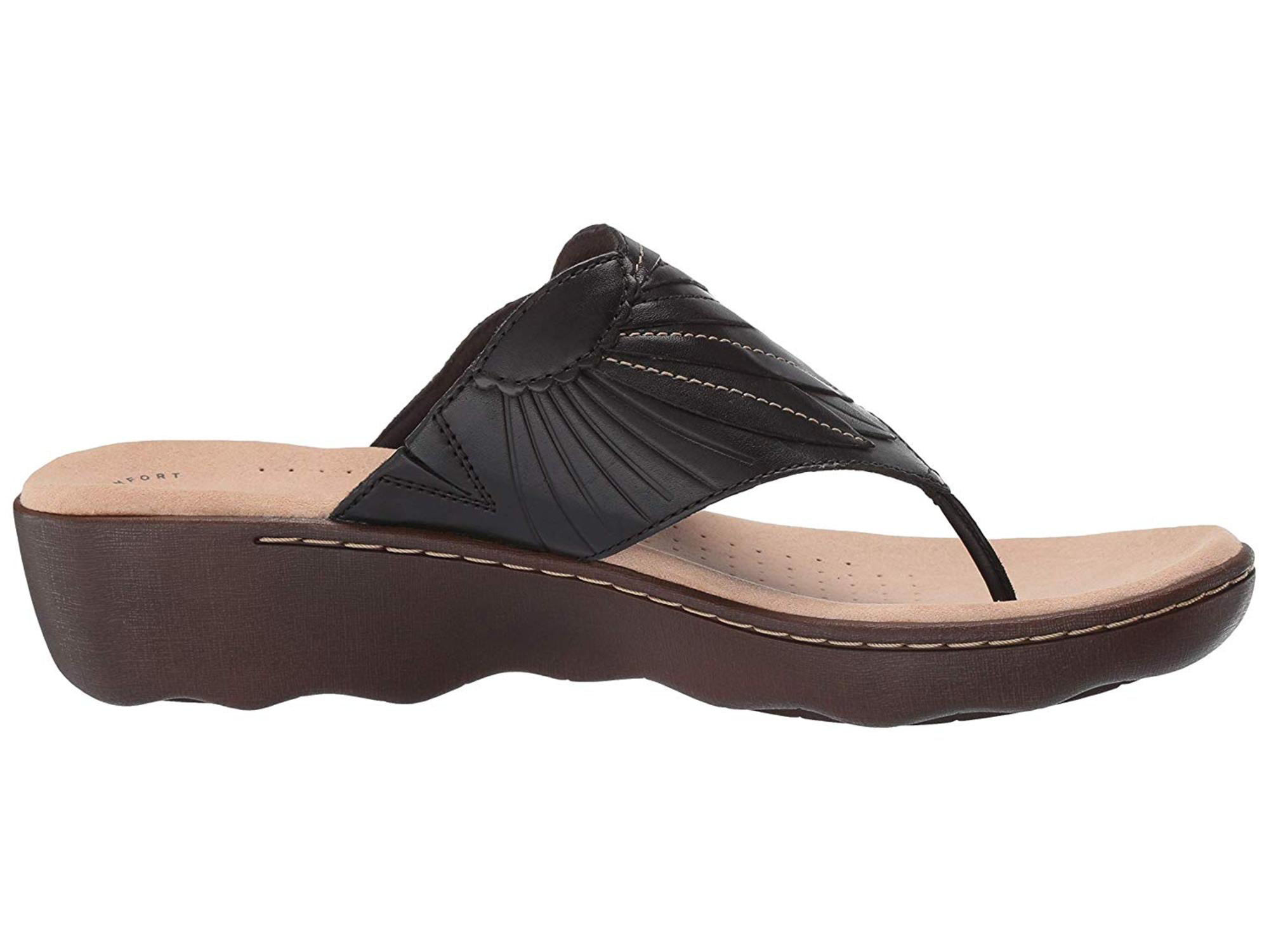 CLARKS Women's, Phebe Pearl Thong Sandals., Black Leather, Size 11.0 ...