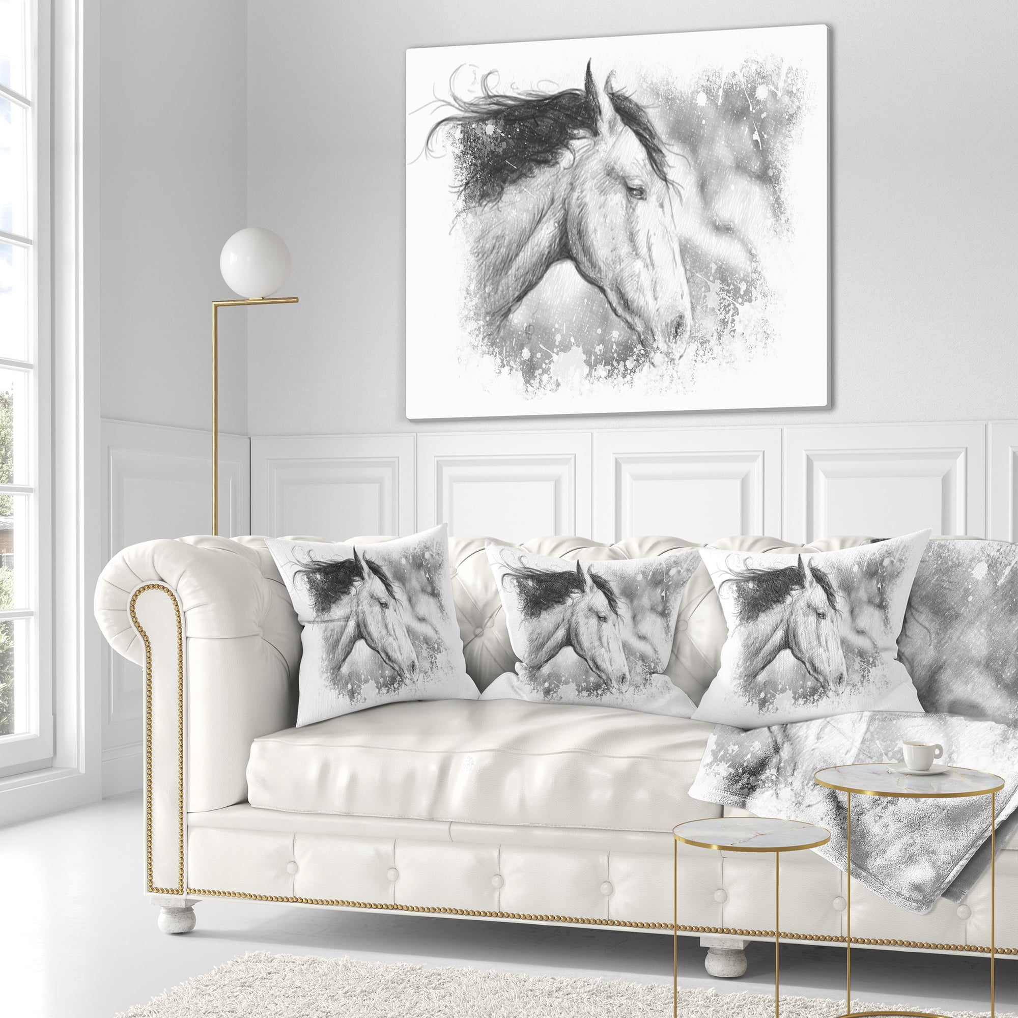 Designart Horse Tattoo Art - Animal Throw Pillow - 16x16