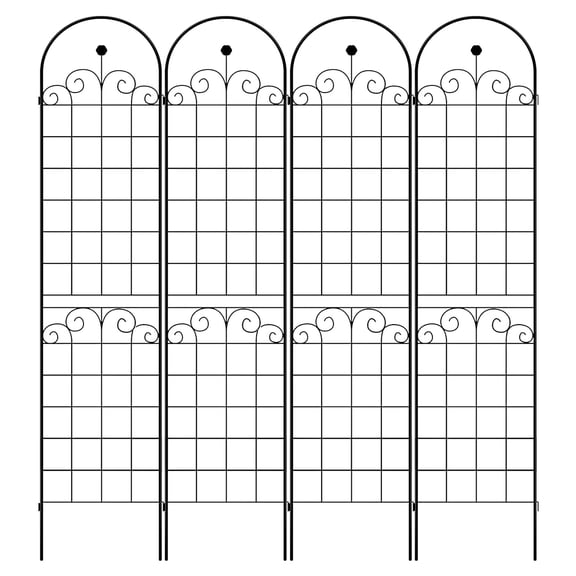 4 Pack Large Garden Trellis 86.7" H x 19.7" W Heavy Duty Rustproof Black Iron Plant Trellis for Potted Plant Support Metal Climbing Rose Trellis Vine Vegetable Cucumber