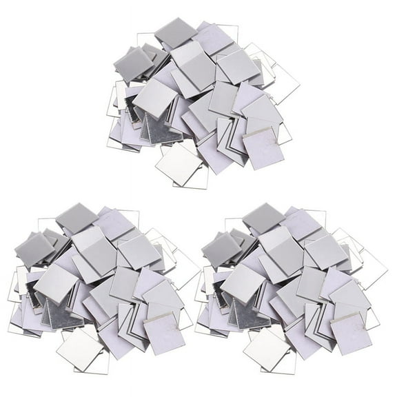 300 Piece Mirror Tile Wall Sticker 3D Decal Room Decor Stick (Silver)