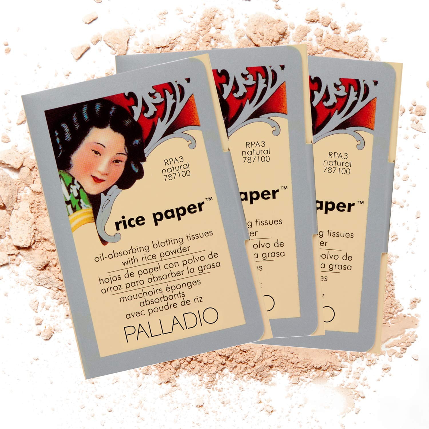 Palladio Rice Paper Tissue, Natural, Face Blotting Sheets with Natural Rice Powd