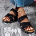 thumbnail image 4 of Rokment Womens Comfortable Ortho Wedge Walking Sandals with Arch Support & Adjustable Bands Beach Casual Leather Platform Slip on Mid Heels Backless Slides Summer Black Size 6.5, 4 of 6