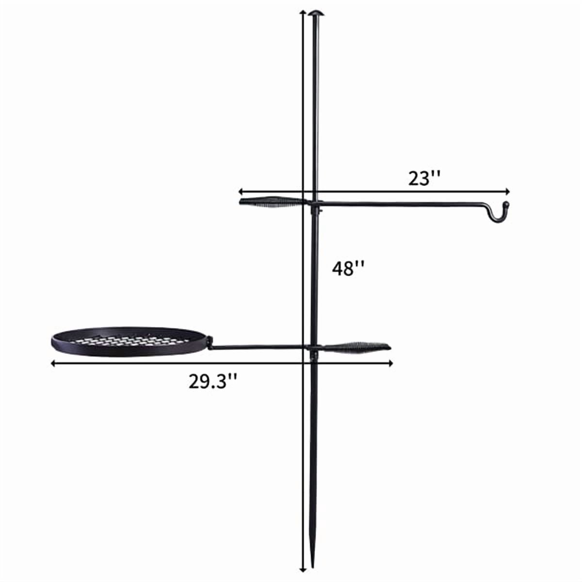 Swivel Campfire Grill, Open Fire Cooking Equipment for Camping with Height Adjustable Grill Grate and Hanger Rod and Carry Bag
