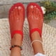 thumbnail image 1 of Sandalias de verano con punta redonda y botas cortas con diamantes de imitación, sandalias planas huecas sexis de talla grande para mujer, 1 of 6