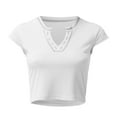 thumbnail image 2 of Vedolay Tank Tops Women's Criss Cross Backless Strappy Asymmetrical Hem Crop Top,White M, 2 of 5