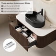 thumbnail image 5 of 36 inch Floating Bathroom Vanity with Sink, Natural Solid Wood Modern Bathroom Vanities with Ultra-Thin Ceramic Basin and Marble Top, Soft-Close Drawer, Pre-Assembled, Walnut with Black, 5 of 6