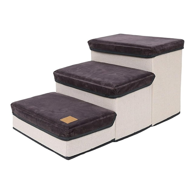 3 Steps Pet Dog Stairs Washable Cover Pet Ladder Ramp Folding for Older Dogs
