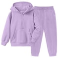 thumbnail image 4 of Girls 2 Piece Outfits Tracksuit Drop Shoulder Hoodie Half Zip Sweatshirt and Sweatpants Joggers Set with Pockets, 4 of 5